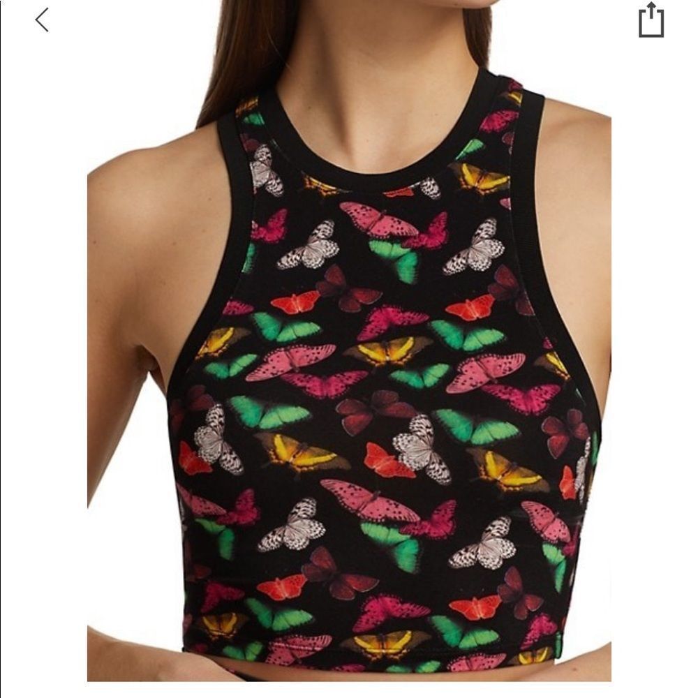 LAST CHANCE ALICE+OLIVIA butterfly printed racer crop top - Picture 8 of 8
